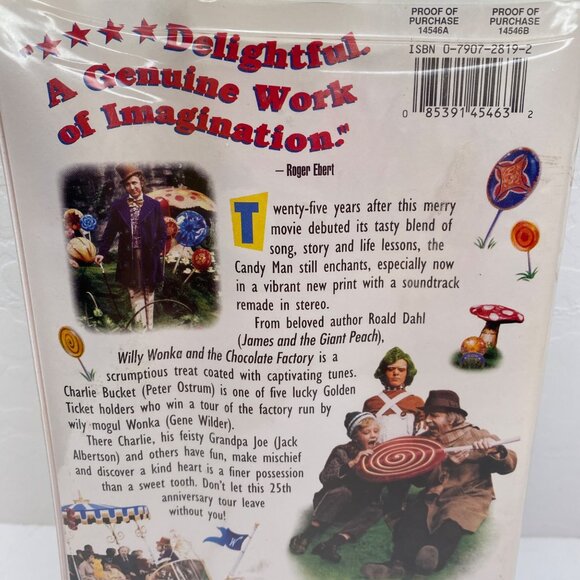 Vintage Willy Wonka & The Chocolate Factory 25th Anniversary VHS Tape Clamshell - Picture 3 of 8